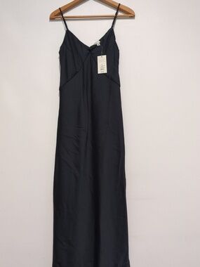 Black Slip Maxi Dress with Spaghetti Straps